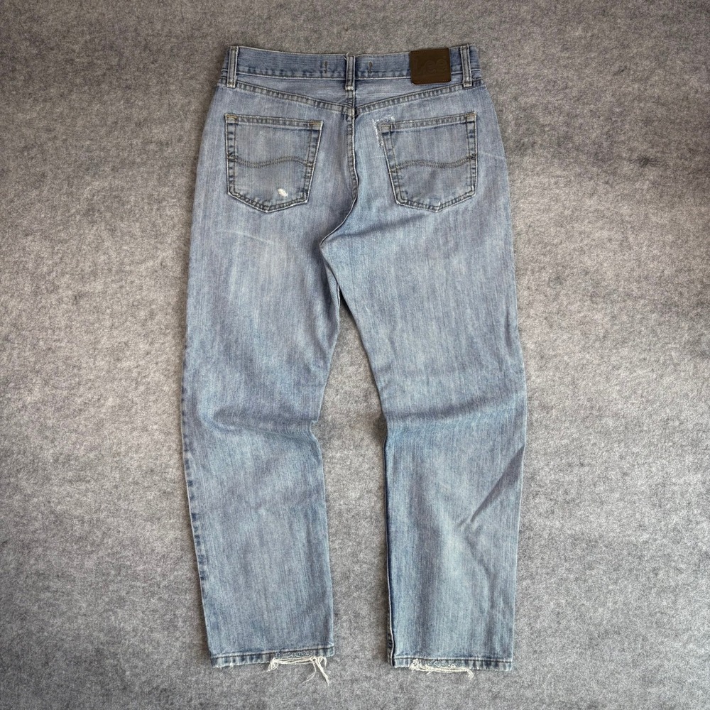 Lee Relaxed Fit Straight Leg Jeans Light Wash Blue Denim Mens 31x28.5 Distressed